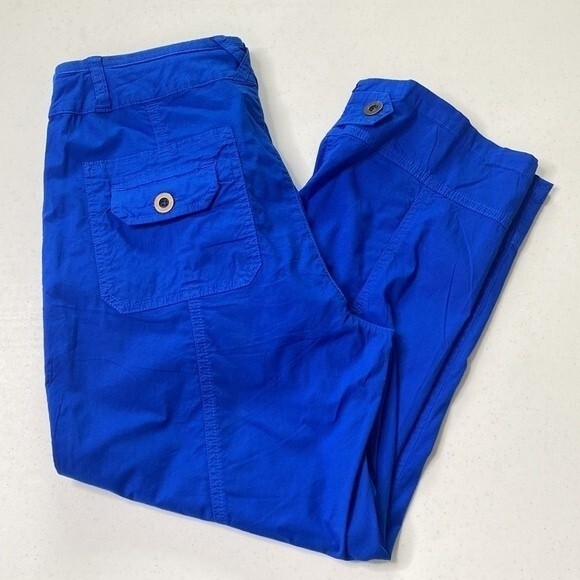 Fresh Produce Drawstring Cropped Utility Pant Royal Blue Cotton Stretchy Vibrant - Picture 14 of 15